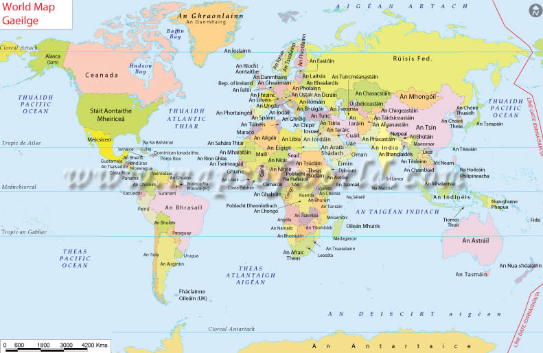 Dünya Haritası İrlandaca Dilinde