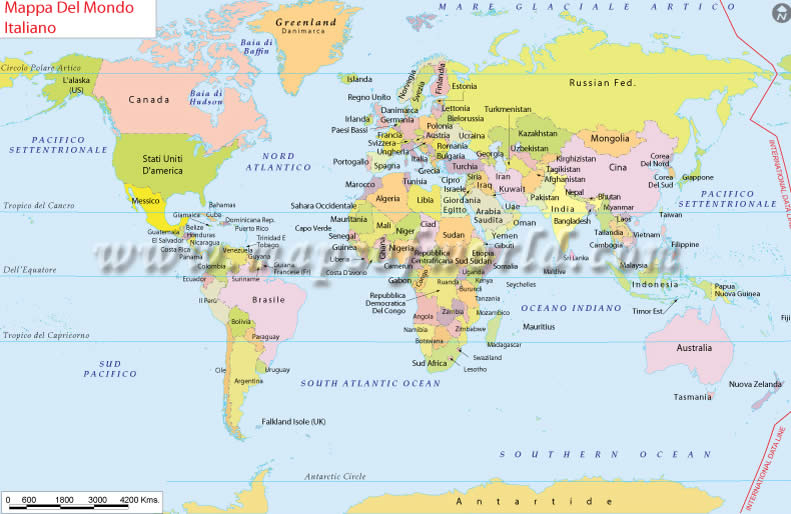 Dünya Haritası İtalyanca Dilinde