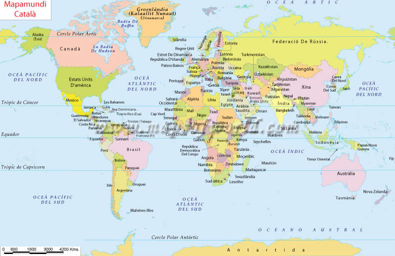 Dünya Haritası Katalan Dilinde