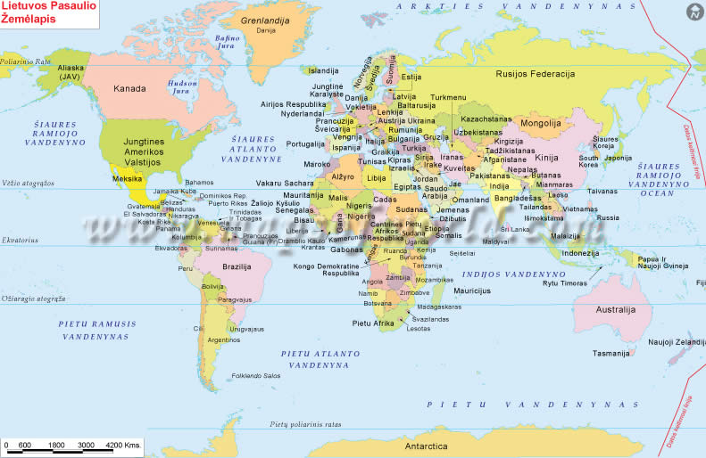 Dünya Haritası Litvanyaca Dilinde