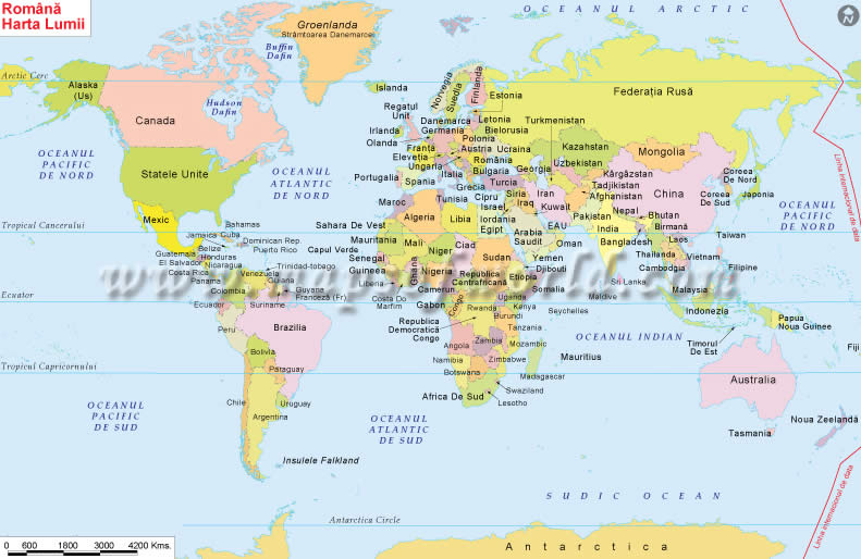 Dünya Haritası Romence Dilinde