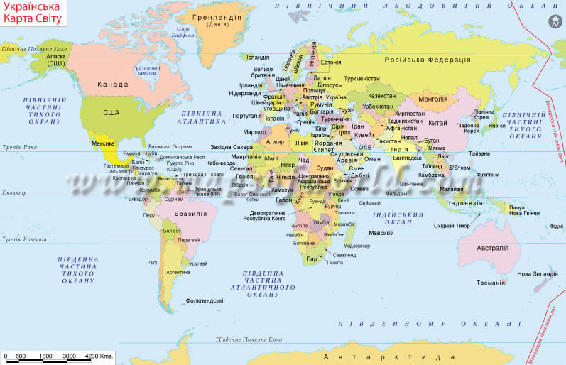Dünya Haritası Ukraynaca Dilinde
