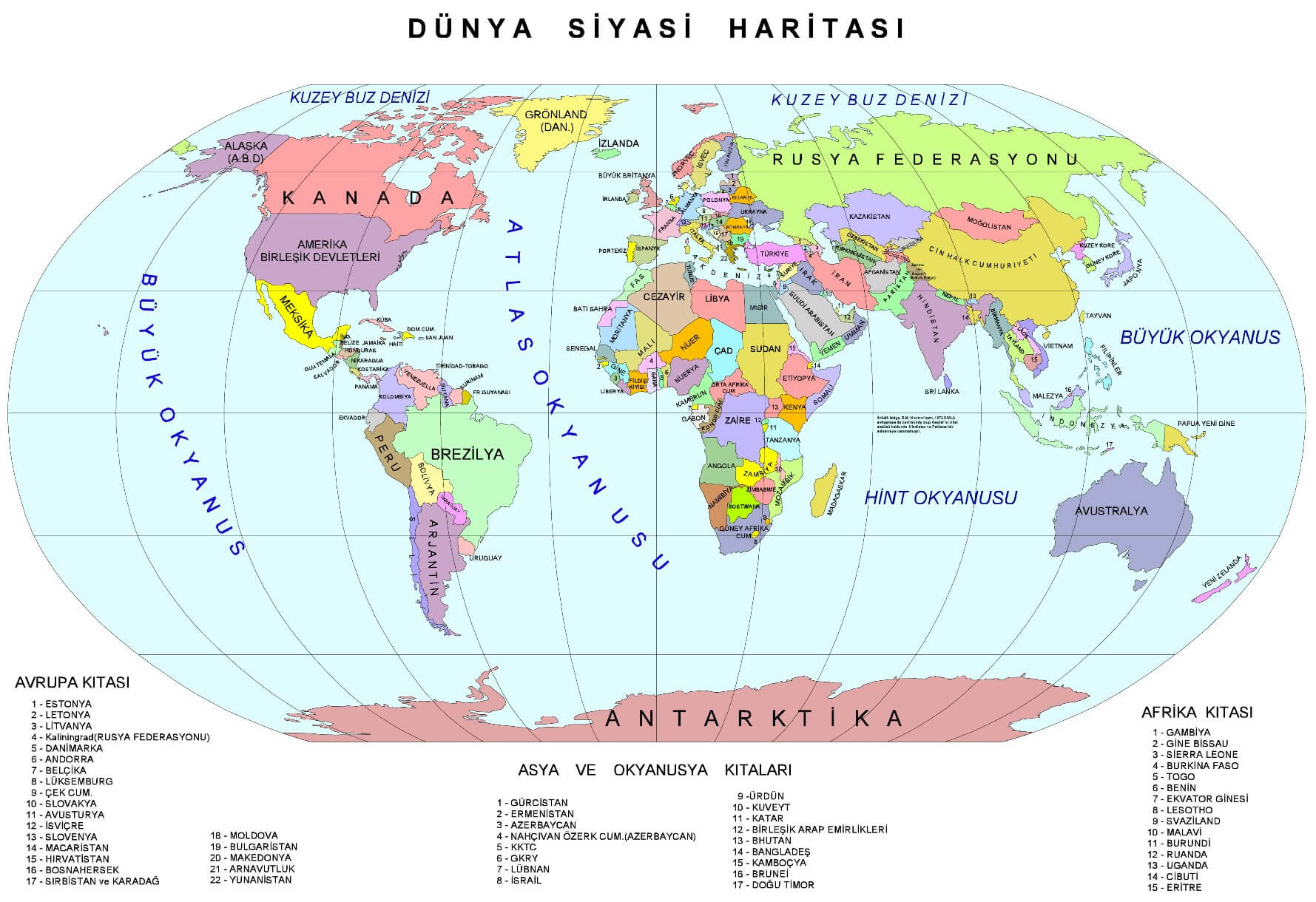 Dünya Haritası Türkçe