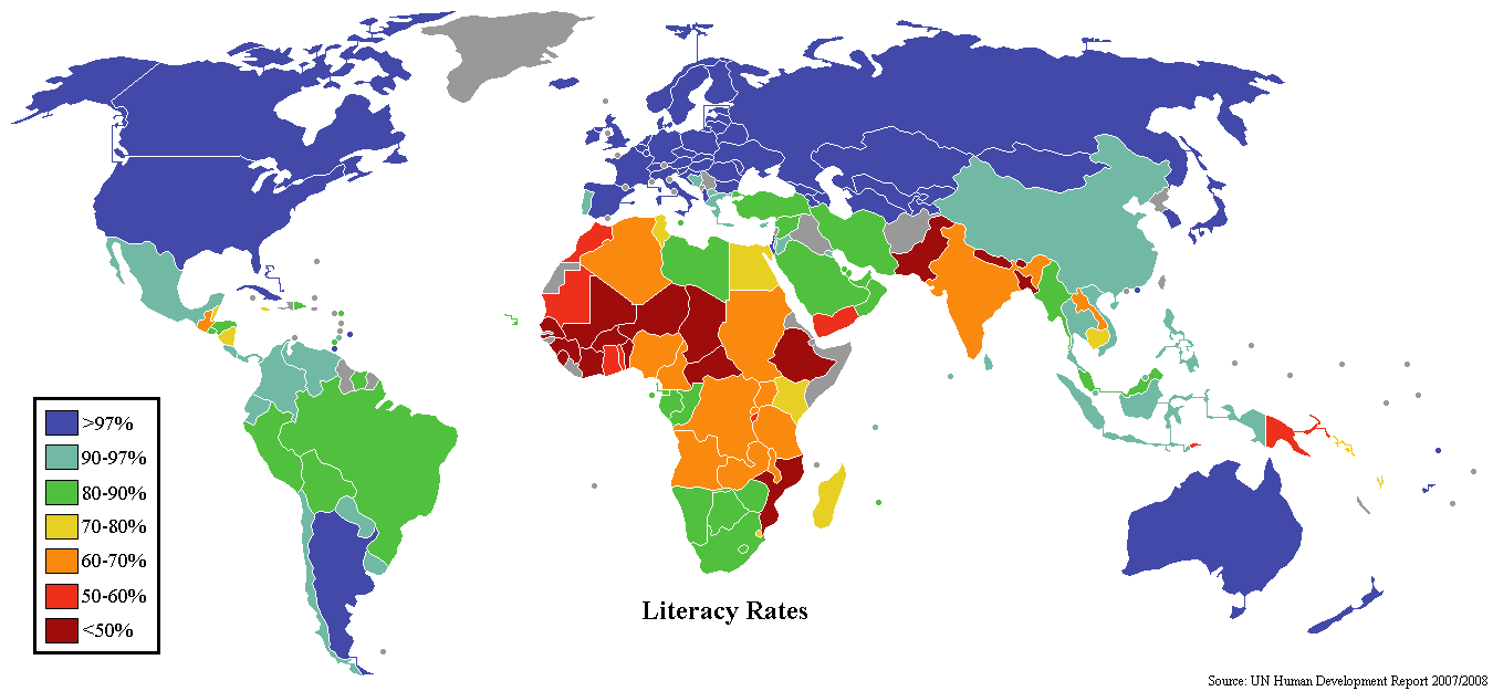 Dünya Okuryazar Oranı Harita