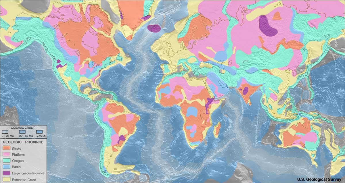 Dünya Jeolojik Vilayetler Harita