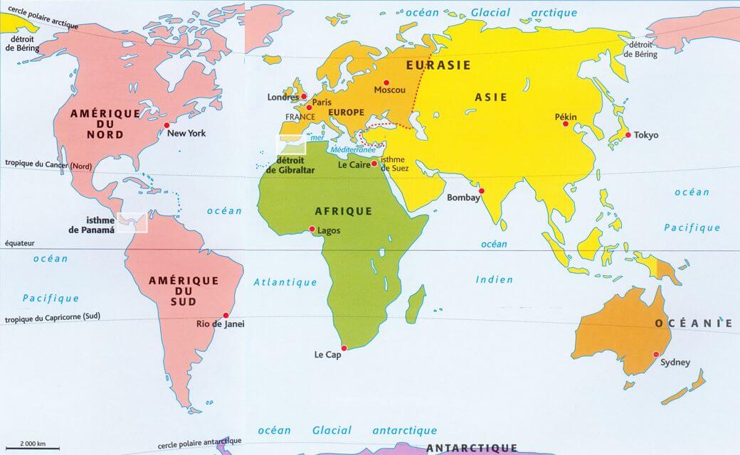 Renkli Dünya Kıtalar Haritası