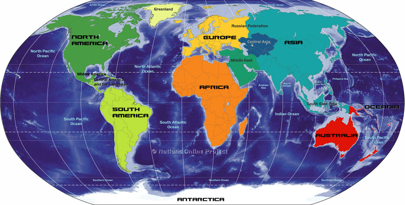 Dünya Kıtalar Haritası Bölgeler