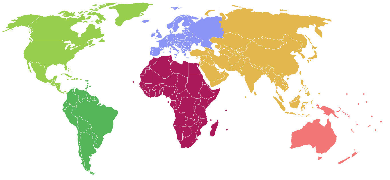Dünya Kıtalar Haritası Renkli