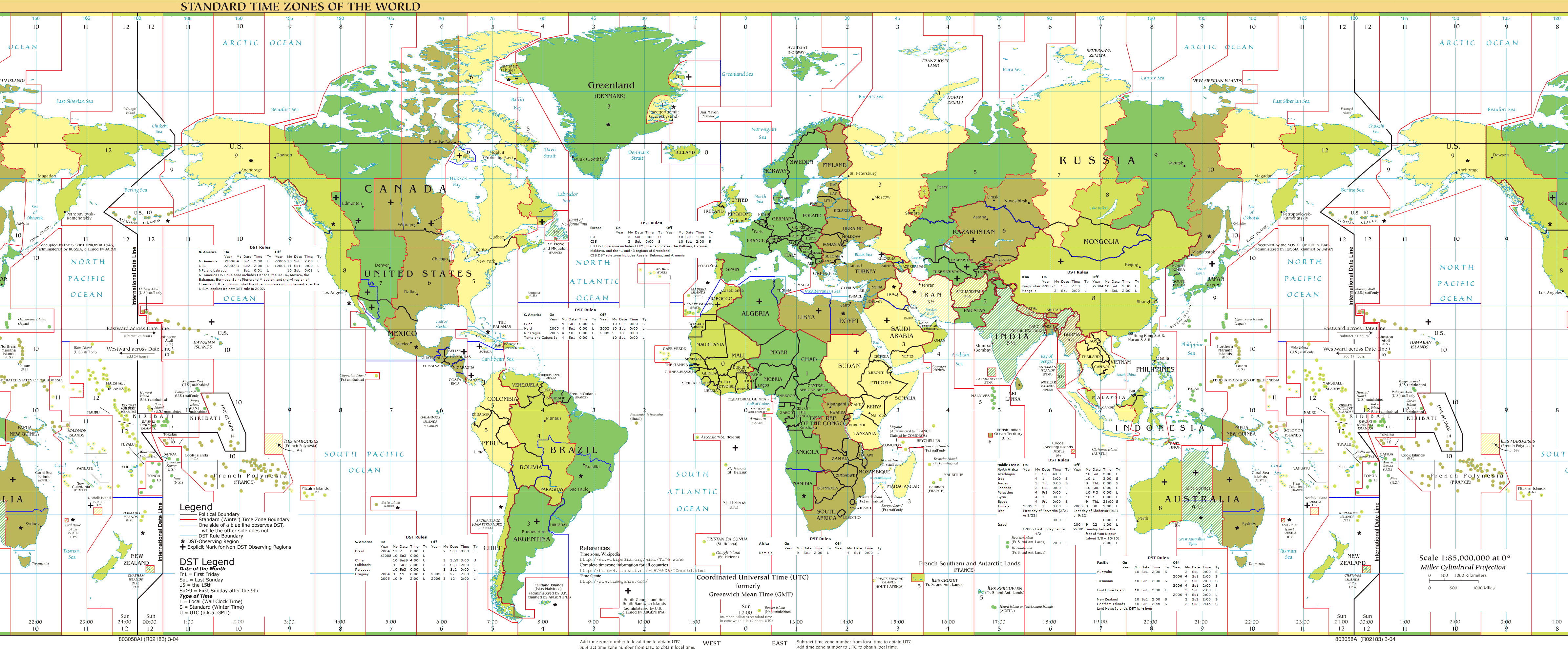 Dünya Standard Zaman Dilimi Harita