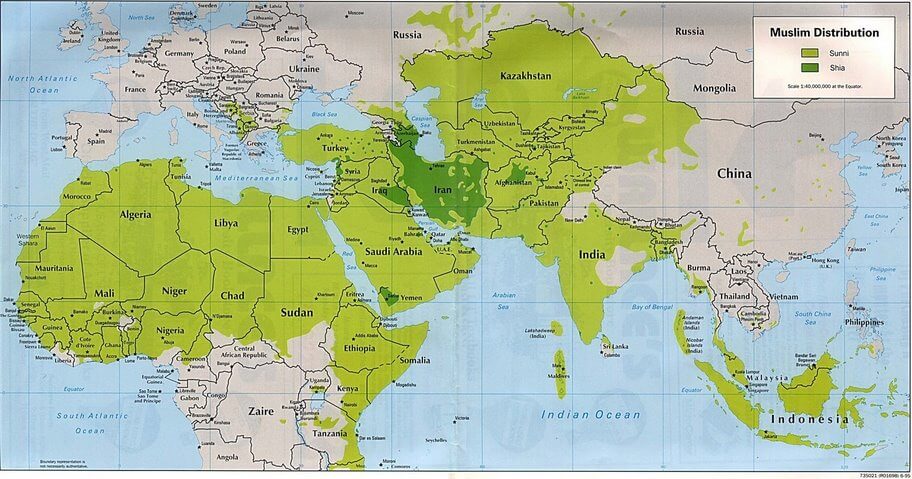 Dünya Sünni Şia Harita