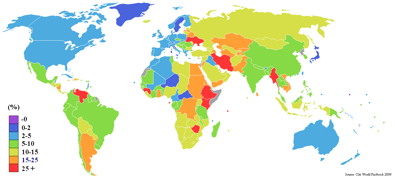 Dünya Ülkeler Enflasyon Oranları Harita