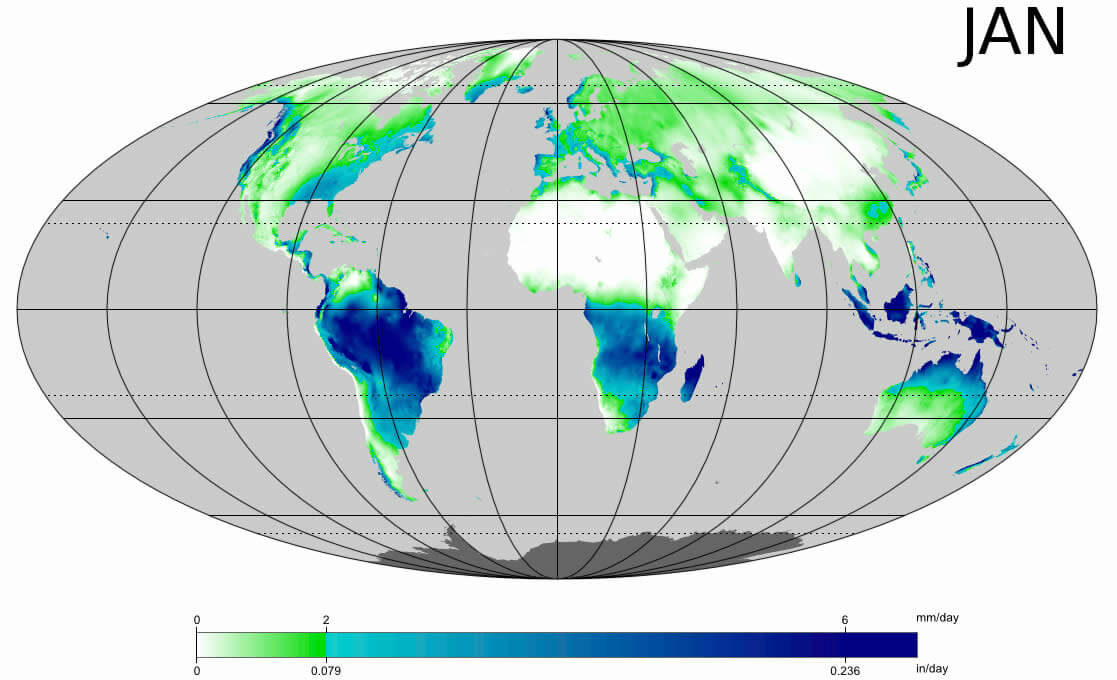 Dünya Yağış Miktarı 2009 Harita