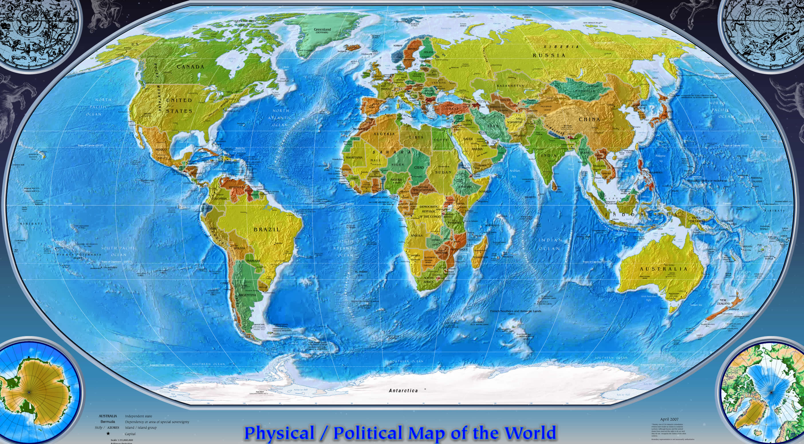 Dünya Fiziki Harita 2007
