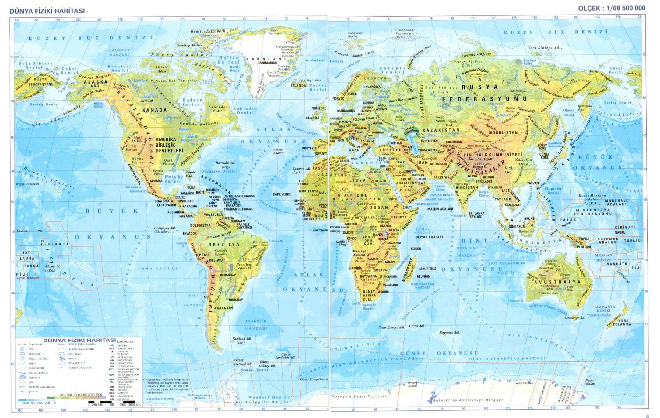 Fiziki Harita Dünya