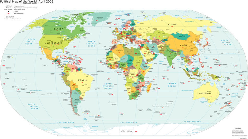 İngilizce Dünya Haritası 2005
