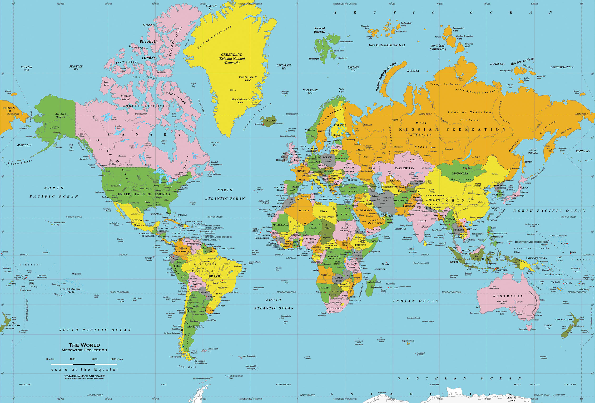 Dünya Politik Harita Ülkeler Şehirler