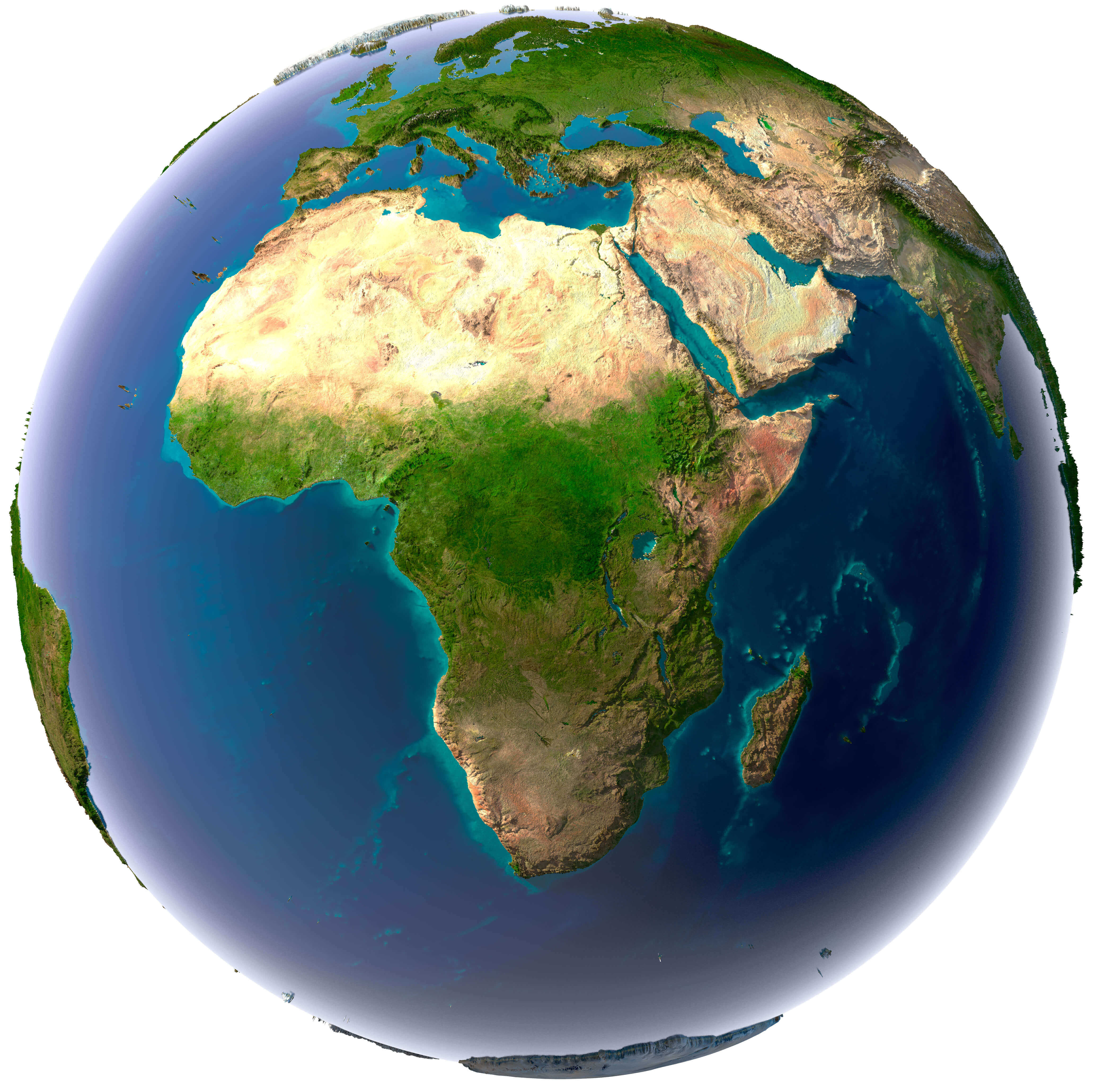 Dünya ve Afrika detaylı topoğrafya haritası