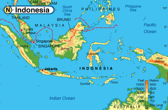 harita endonezya fiziki