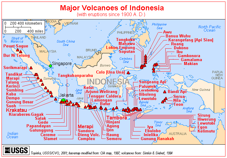 harita endonezya volkanlari