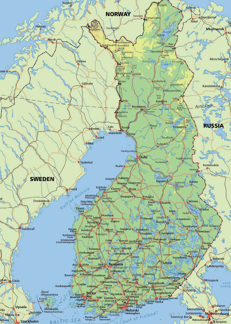 finlandiya fiziki haritasi