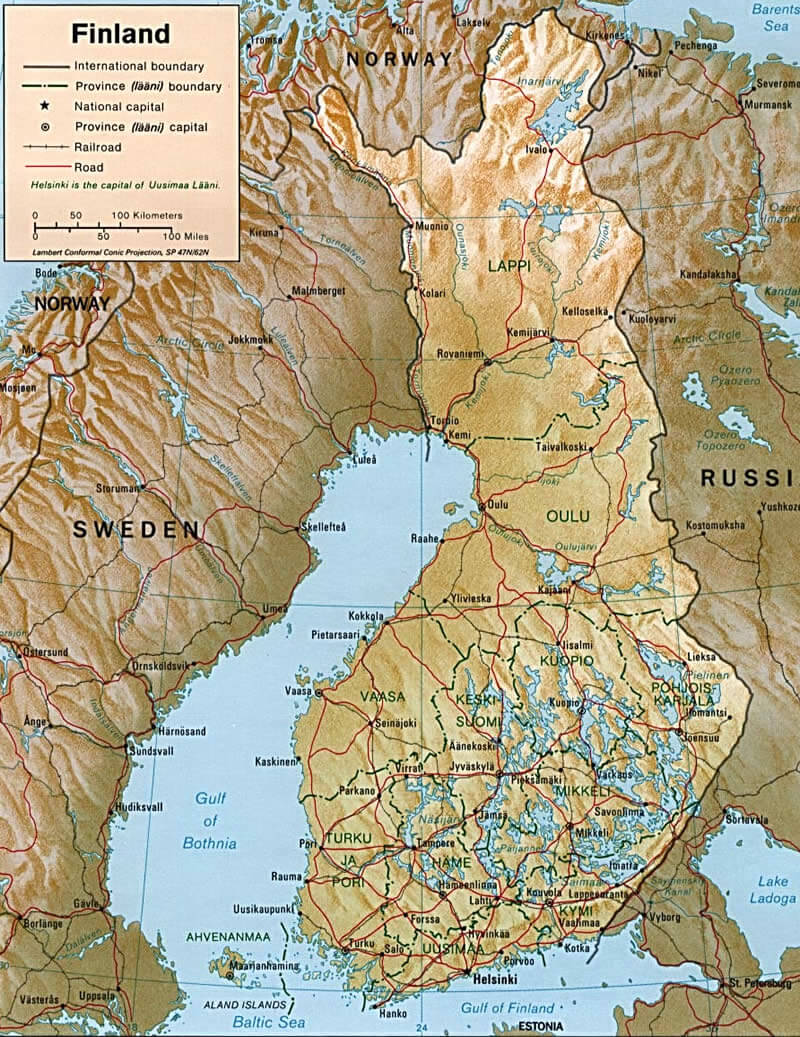 finlandiya kabartma haritasi