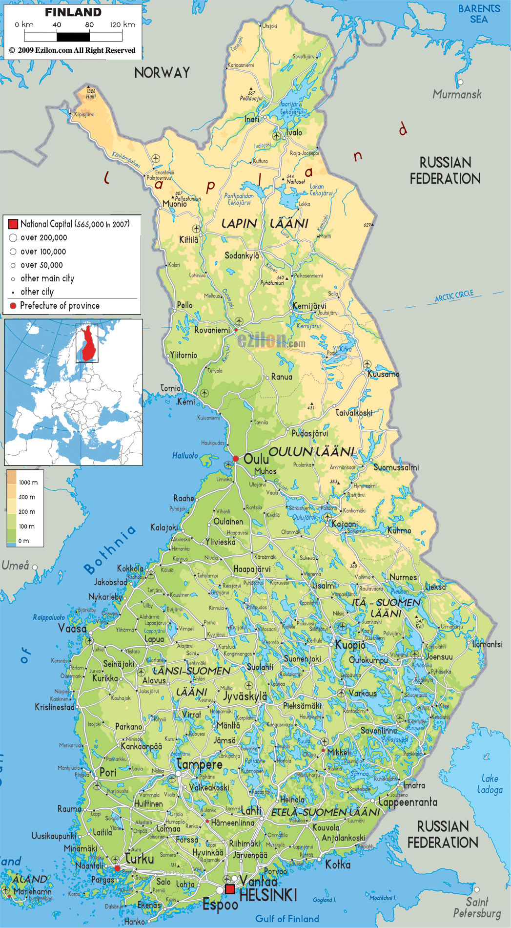 sehirler haritasi finlandiya