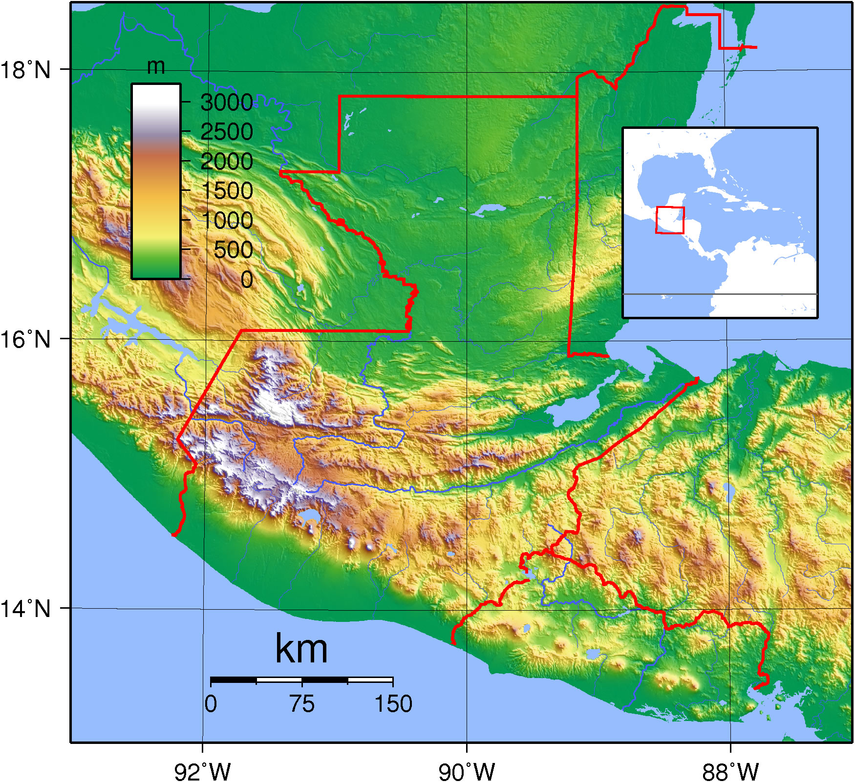 fiziki harita guatemala 2007