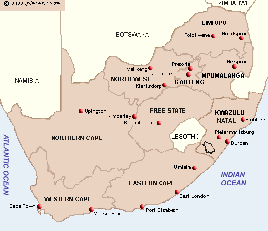 guney afrika haritasi