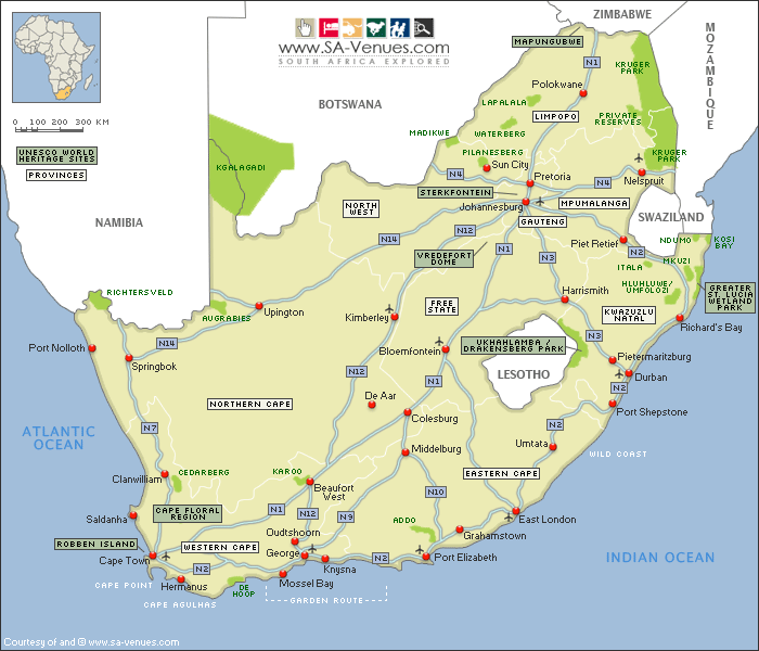 guney afrika yol haritasi