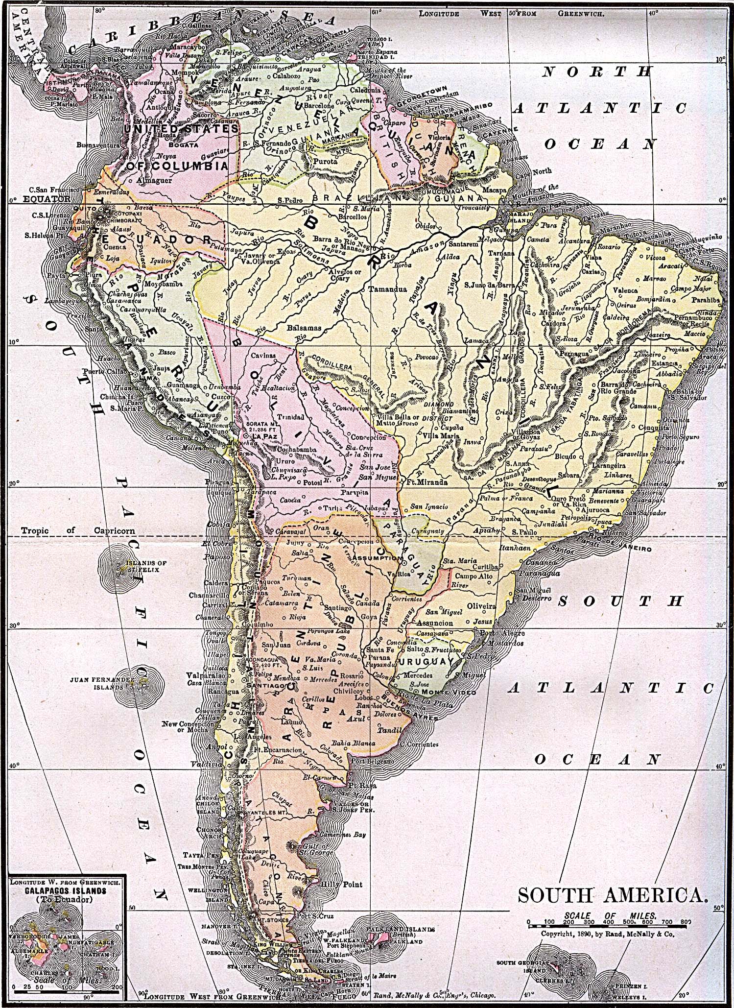 guney amerika haritasi 1892