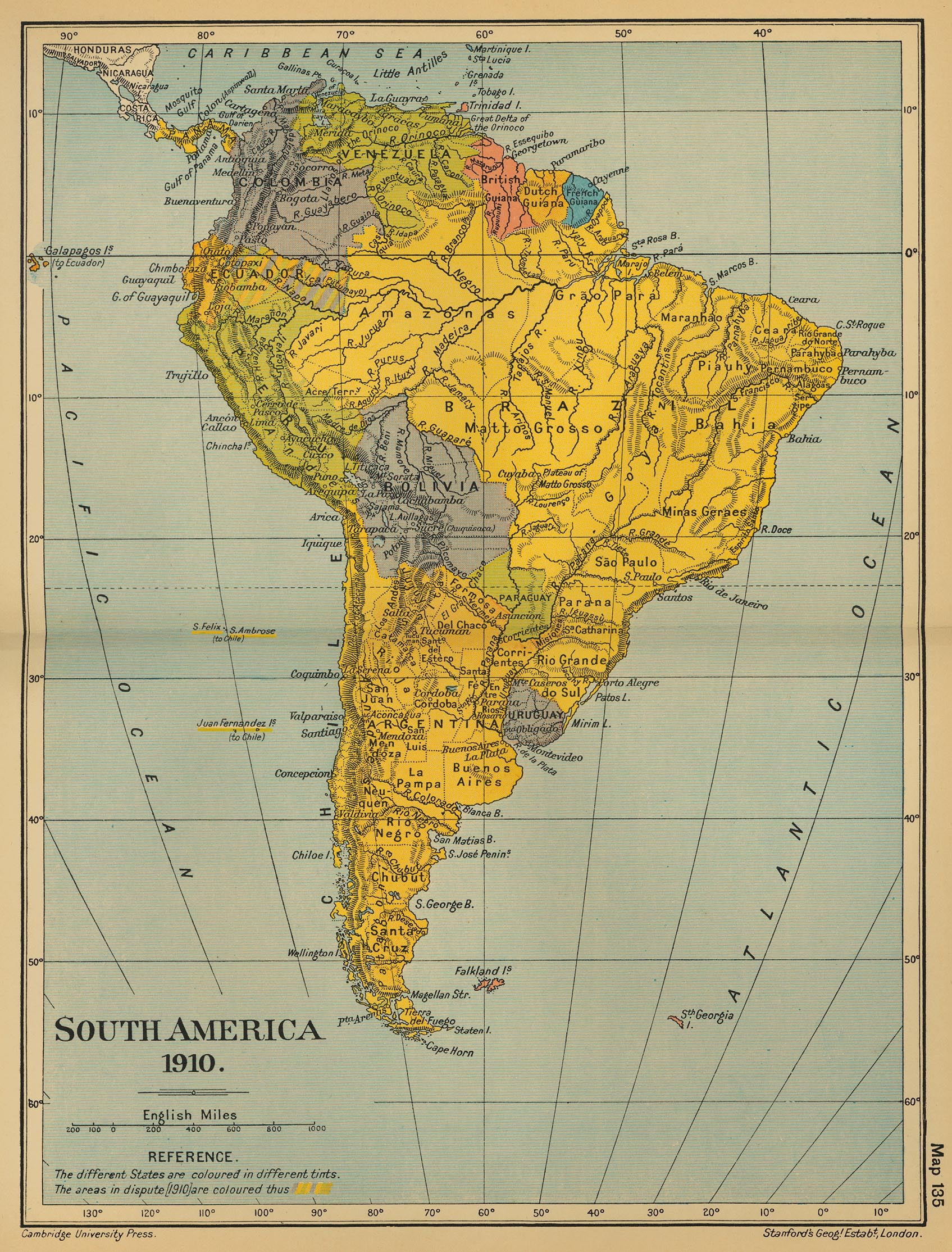 guney amerika haritasi 1910