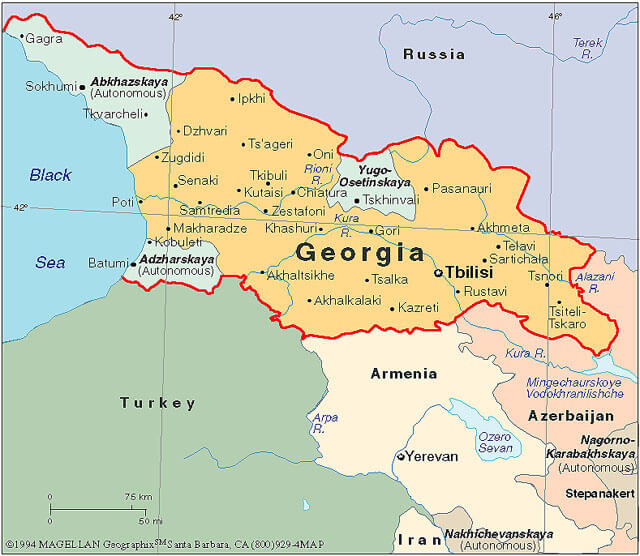 gurcistan bolgeler haritasi