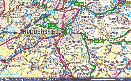 Huddersfield sehir haritasi