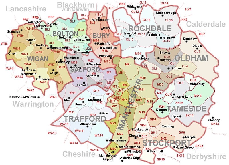 Manchester posta kodus haritasi