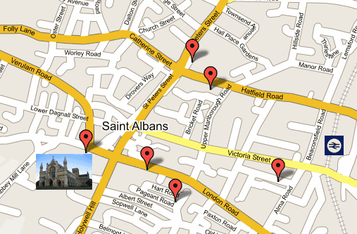 St Alban sokak haritasi