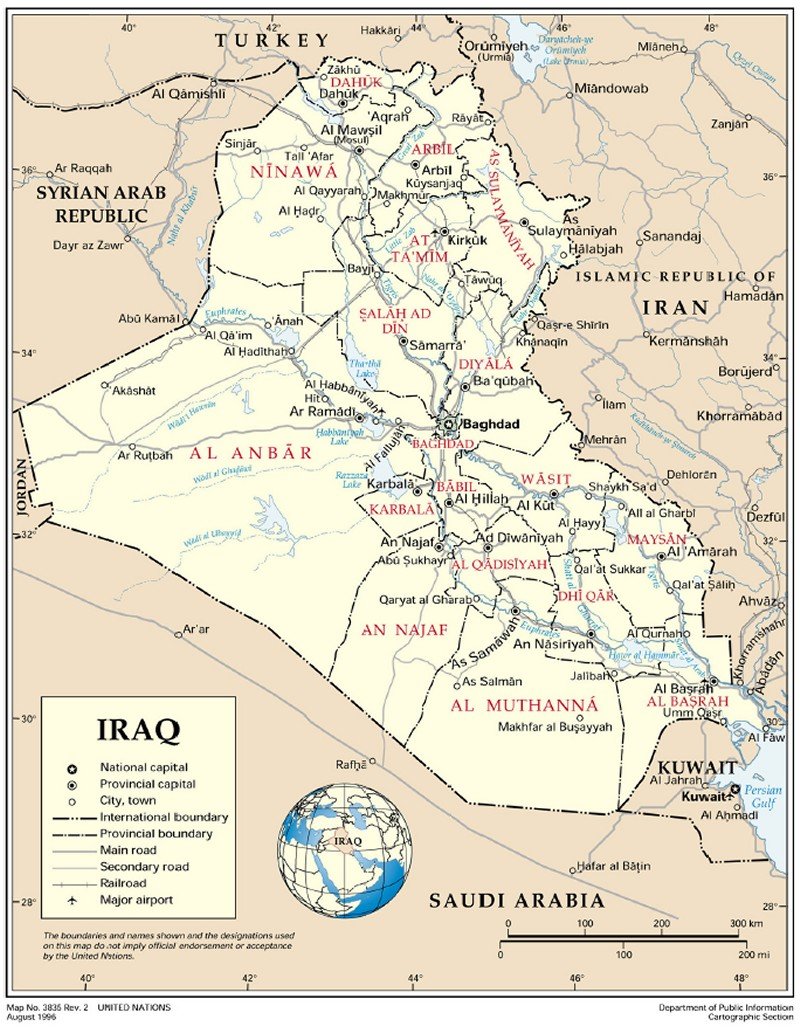 irak haritasi 1996