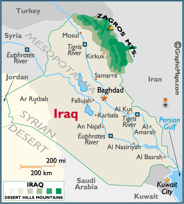 irak sehirleri haritasi
