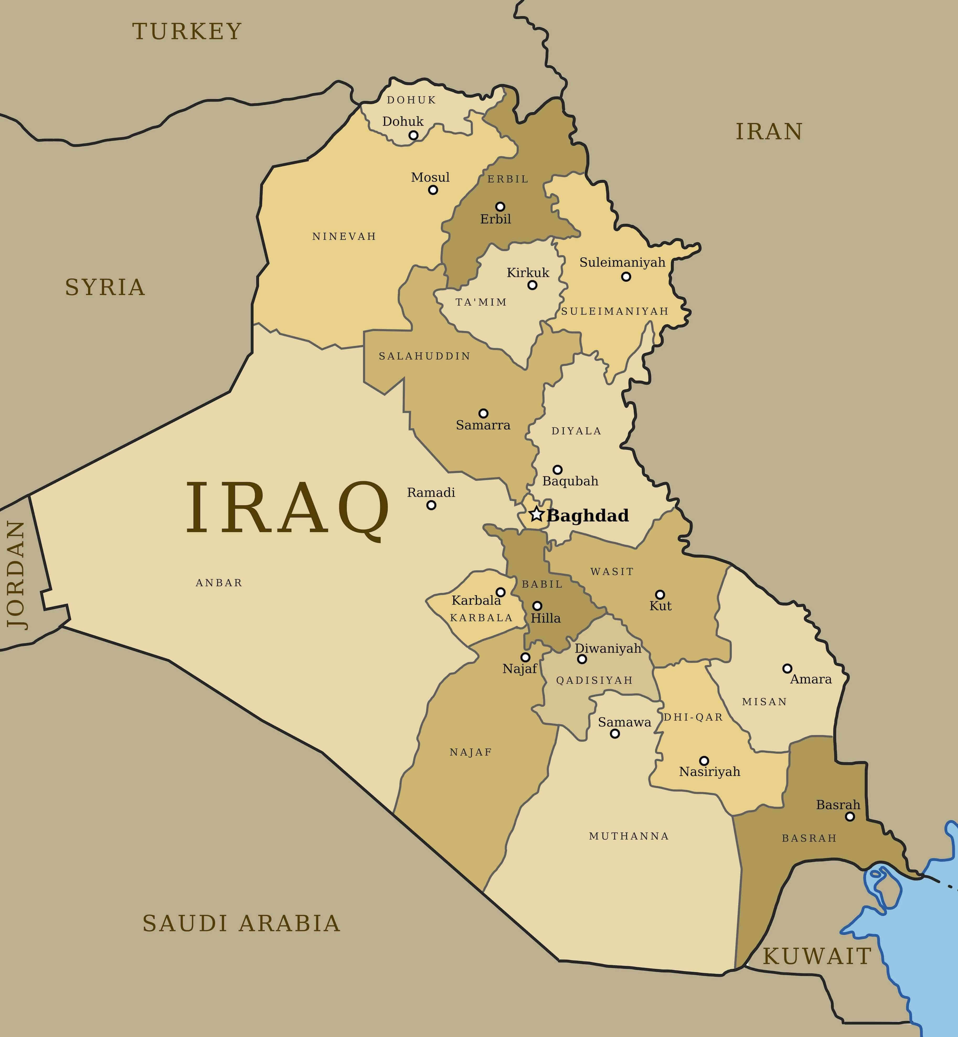 Yüksek çözünürlüklü Irak eyaletler Haritası