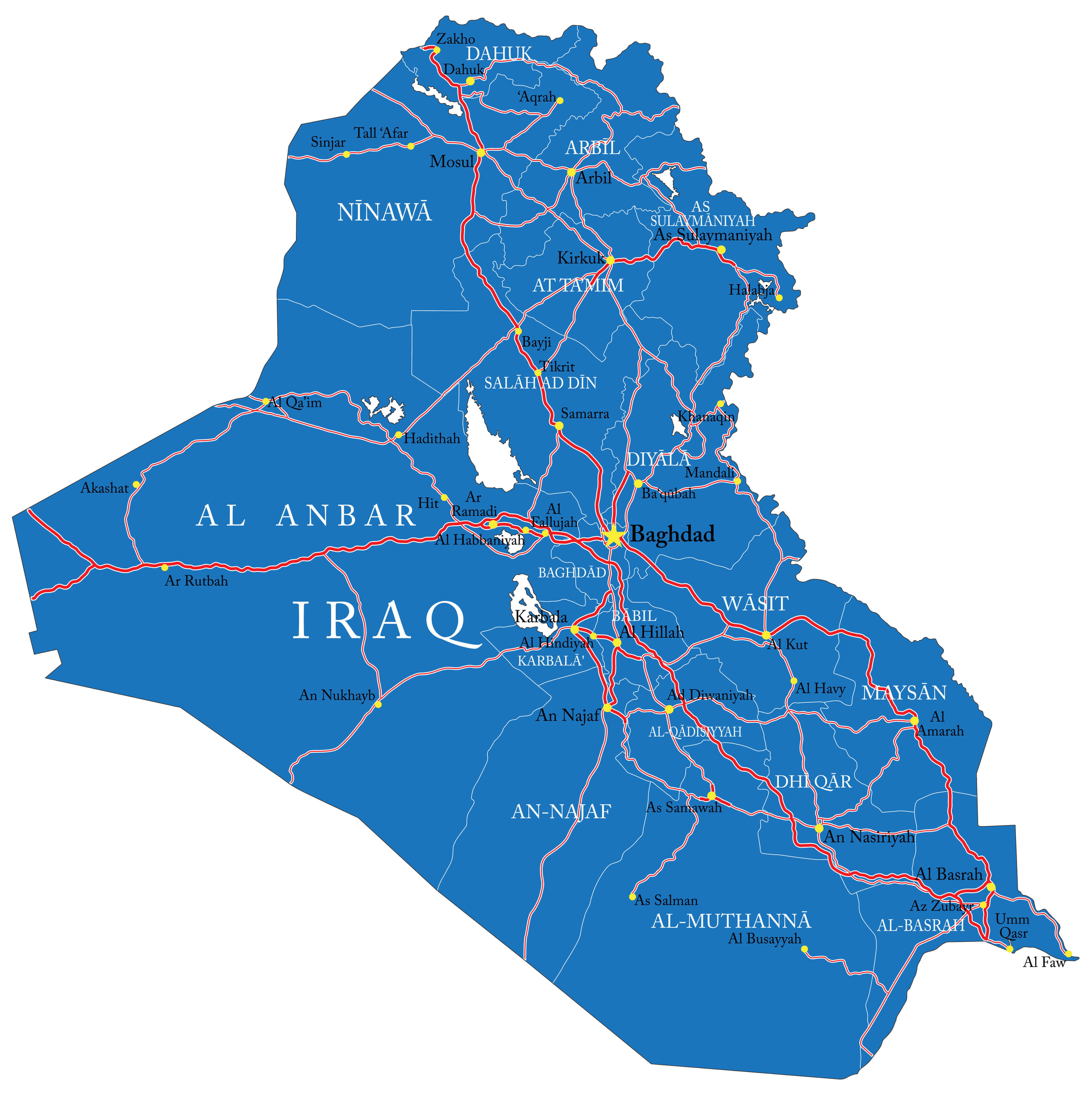Yüksek çözünürlüklü Irak Yol Haritası