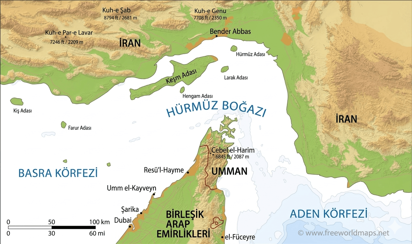 Hürmüz Boğazı haritası