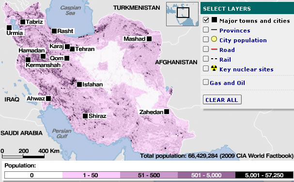 iran onemli kasabalar haritasi