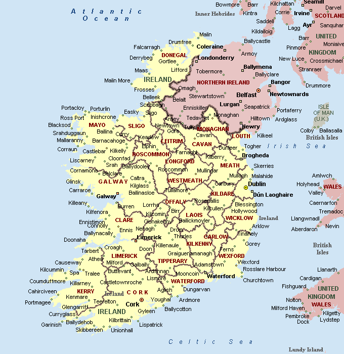 irlanda sehirler haritasi