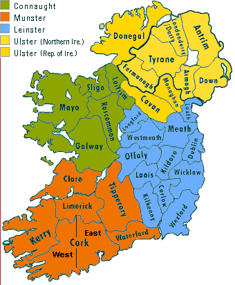irlanda haritasi vilayetler