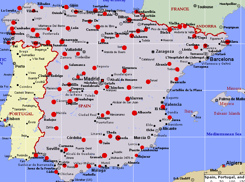 ispanya sehirleri haritasi