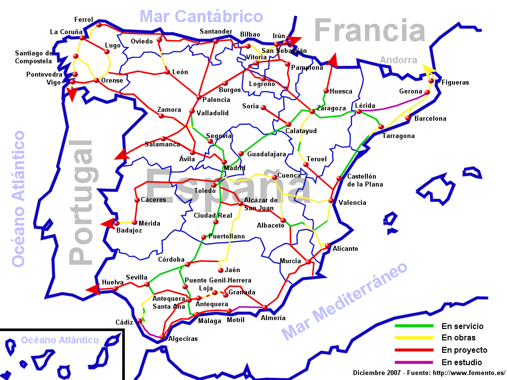 ispanya yuksek hizli demiryolu haritasi 2007