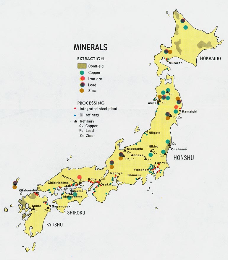 japonya mineral haritasi