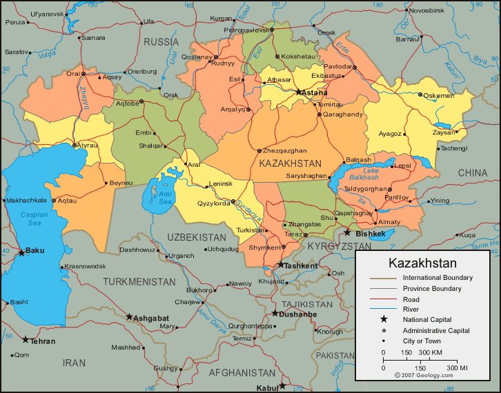 kazakistan haritasi
