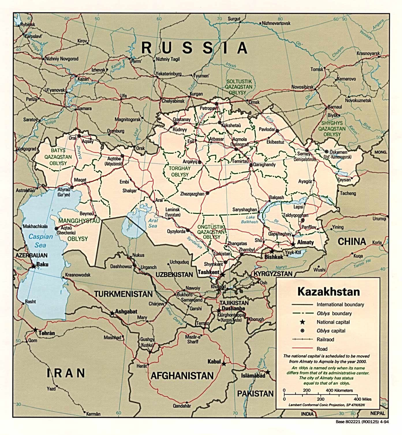 kazakistan fiziki haritasi
