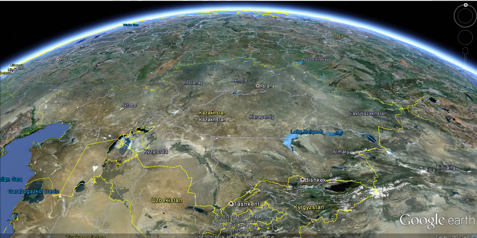 kazakistan uydu haritasi