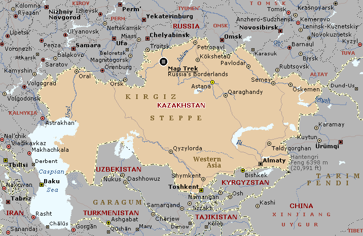 siyasi haritasi kazakistan